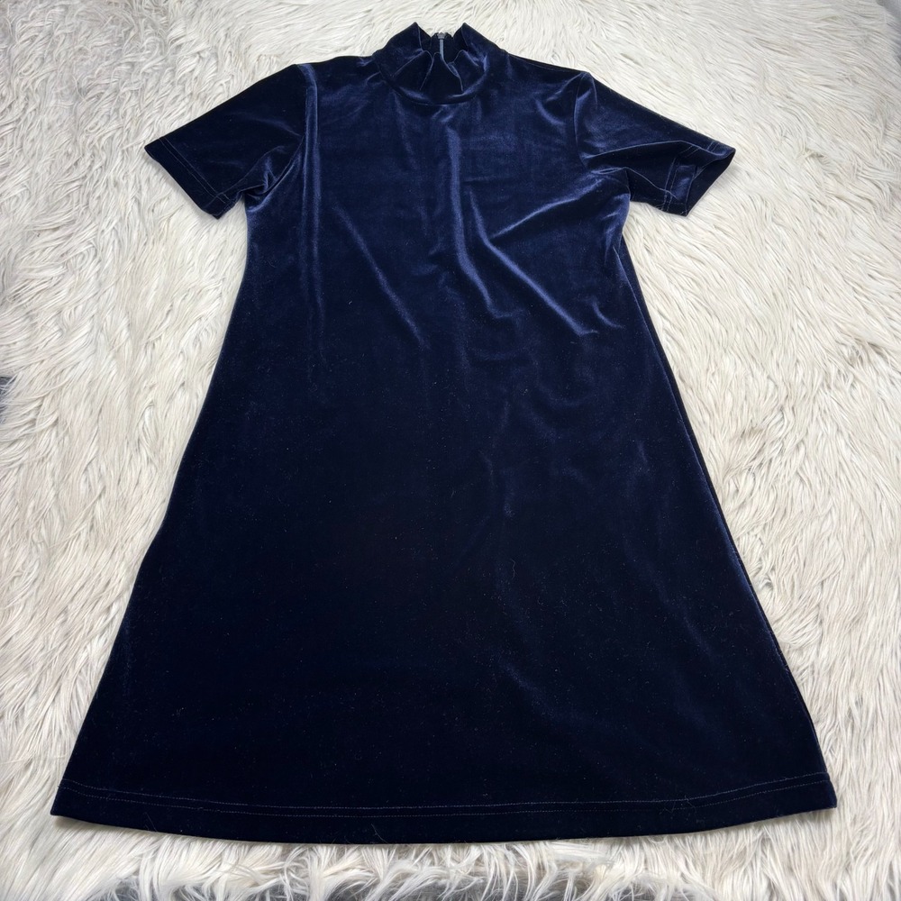 Vintage 90's Andrea Jovine Women's S Mock Neck‎ Navy Mock Neck A-line Dress